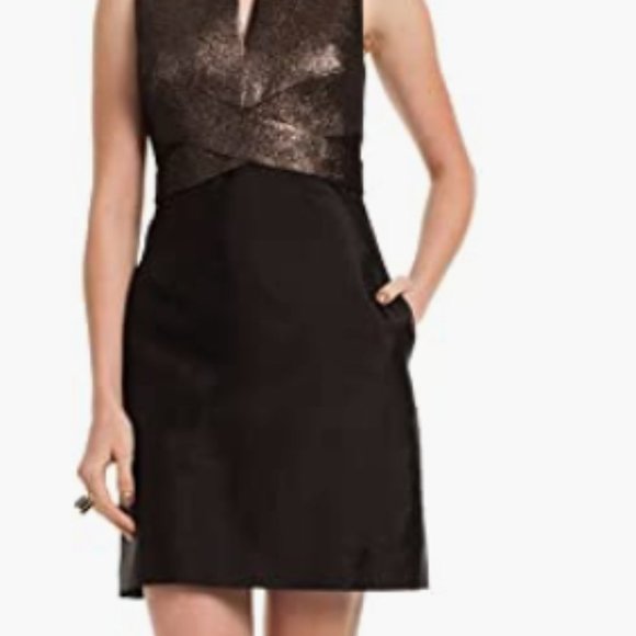 Trina Turk Bronze Metallic and black dress. Size 4 NWT - Picture 3 of 11